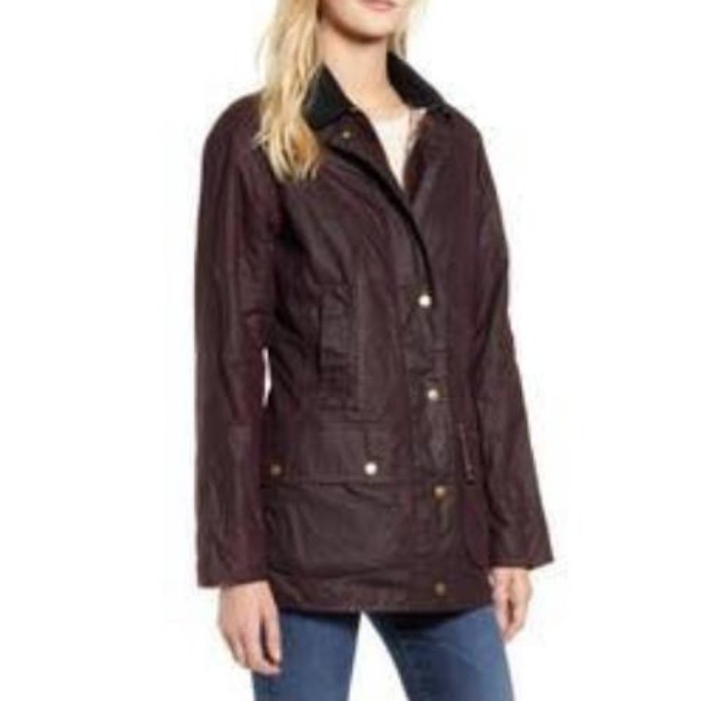 Barbour Violet Lightweight Waxed Cotton Canvas Coat